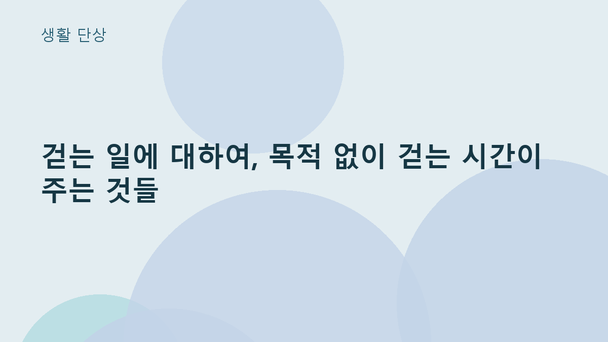 걷는 일에 대하여, 목적 없이 걷는 시간이 주는 것들